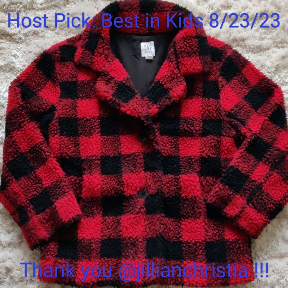 🎉Host Pick🎉 EUC Kid's Sherpa buffalo plaid coat